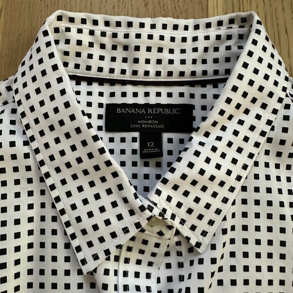 Banana Republic Tailored Button-Down Shirt, Size 12, Black and White - Picture 2 of 3
